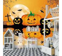 Tzxztt Creatividad Cielo Estrellado Luna Murciélagos Calabaza Papel Pintado 3D Seda Texturizada Primera Calidad Neutros Material Ideal Para SalóN Dormitorio-430cm×300cm