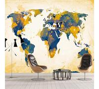 Tzxztt Creatividad Retro Grafitis Mundo Mapa Moderno Papel Pintado 3D Seda Texturizada Primera Calidad Neutros Material Ideal Para SalóN Dormitorio-300cm×210cm