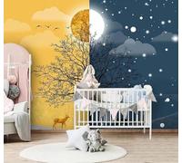 Tzxztt Creatividad Sol Y Luna Árboles Alces Paisajes Papel Pintado 3D Seda Texturizada Primera Calidad Neutros Material Ideal Para SalóN Dormitorio-200cm×140cm
