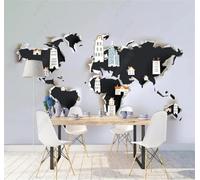 Tzxztt Creativo Mapa Abstracto Del Mundo Arquitectura Personalidad Papel Pintado 3D Seda Texturizada Primera Calidad Neutros Material Ideal Para SalóN Dormitorio-400cm×280cm