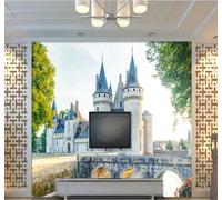 Tzxztt Creativo Retro Arquitectura Arte Lujoso Castillo Papel Pintado 3D Seda Texturizada Primera Calidad Neutros Material Ideal Para SalóN Dormitorio-350cm×256cm