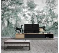Tzxztt Creativo Retro Bosque Alces Sueños Alces Papel Pintado 3D Seda Texturizada Primera Calidad Neutros Material Ideal Para SalóN Dormitorio-350cm×256cm