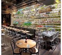 Tzxztt Creativo Retro Pared De Ladrillo Plantas Grafitis Pared De Ladrillo Papel Pintado 3D Seda Texturizada Primera Calidad Neutros Material Ideal Para SalóN Dormitorio-430cm×300cm