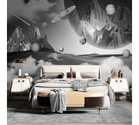 Tzxztt Creativo Tridimensional Blanco Y Negro Planeta Cosmos Papel Pintado 3D Seda Texturizada Primera Calidad Neutros Material Ideal Para SalóN Dormitorio-150cm×105cm