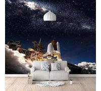 Tzxztt Creativo Tridimensional Cosmos Cielo Estrellado Cohete Papel Pintado 3D Seda Texturizada Primera Calidad Neutros Material Ideal Para SalóN Dormitorio-350cm×256cm