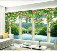 Tzxztt Cumbres Lagos Columnas Romanas Plantas Flores Papel Pintado 3D Seda Texturizada Primera Calidad Neutros Material Ideal Para SalóN Dormitorio-430cm×300cm