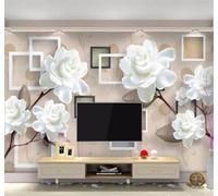 Tzxztt De Alta Gama Minimalista Blanco Peonías Tridimensional Geométrico Papel Pintado 3D Seda Texturizada Primera Calidad Neutros Material Ideal Para SalóN Dormitorio-150cm×105cm