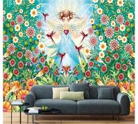 Tzxztt Dibujo A Mano Acogedor Bello Flores Plantas Niña Papel Pintado 3D Seda Texturizada Primera Calidad Neutros Material Ideal Para SalóN Dormitorio-350cm×256cm