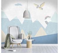 Tzxztt Dibujo A Mano Caricatura Geométrico Montañas Dinosaurios Papel Pintado 3D Seda Texturizada Primera Calidad Neutros Material Ideal Para SalóN Dormitorio-200cm×140cm