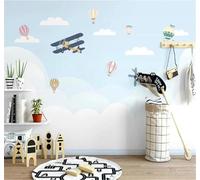 Tzxztt Dibujo A Mano Dibujos Animados Aviones Globos Aerostáticos Cielo Papel Pintado 3D Seda Texturizada Primera Calidad Neutros Material Ideal Para SalóN Dormitorio-430cm×300cm