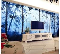 Tzxztt Dibujo A Mano Elegante Azul Bosque Paisaje Papel Pintado 3D Seda Texturizada Primera Calidad Neutros Material Ideal Para SalóN Dormitorio-430cm×300cm