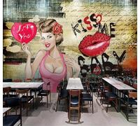 Tzxztt Dibujo A Mano Grafitis Mujer Guapa Moda Decoración Papel Pintado 3D Seda Texturizada Primera Calidad Neutros Material Ideal Para SalóN Dormitorio-200cm×140cm