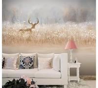 Tzxztt Dibujo A Mano Selva Animales Alces Paisajes Naturales Papel Pintado 3D Seda Texturizada Primera Calidad Neutros Material Ideal Para SalóN Dormitorio-200cm×140cm