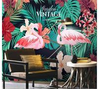 Tzxztt Dibujo A Mano Tropical Plantas Flores Flamencos Papel Pintado 3D Seda Texturizada Primera Calidad Neutros Material Ideal Para SalóN Dormitorio-150cm×105cm