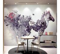 Tzxztt Dibujo Abstracto Pintado A Mano Con Acuarela: Cebra Al Amanecer Papel Pintado 3D Seda Texturizada Primera Calidad Neutros Material Ideal Para SalóN Dormitorio-350cm×256cm