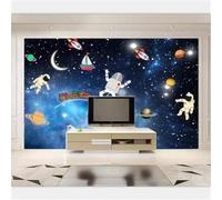 Tzxztt Dibujos Animados Cosmos Cielo Estrellado Luna Astronauta Papel Pintado 3D Seda Texturizada Primera Calidad Neutros Material Ideal Para SalóN Dormitorio-150cm×105cm