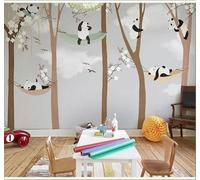 Tzxztt Dibujos Animados Pandas Pájaros Bosques Paisajes Papel Pintado 3D Seda Texturizada Primera Calidad Neutros Material Ideal Para SalóN Dormitorio-200cm×140cm