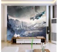 Tzxztt Dibujos Animados Tridimensional Planeta Nave Espacial Arquitectura Papel Pintado 3D Seda Texturizada Primera Calidad Neutros Material Ideal Para SalóN Dormitorio-300cm×210cm