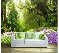 Tzxztt Flores Y Mariposas En Un Sendero Verde Del Bosque Papel Pintado 3D Seda Texturizada Primera Calidad Neutros Material Ideal Para SalóN Dormitorio-350cm×256cm