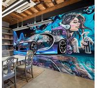 Tzxztt Graffiti Callejero Creativo: Figuras Vehículos Arte Papel Pintado 3D Seda Texturizada Primera Calidad Neutros Material Ideal Para SalóN Dormitorio-400cm×280cm