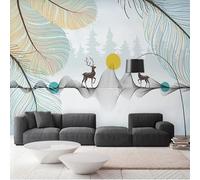 Tzxztt Hermoso Árbol De Plumas Elk Línea Abstracta Papel Pintado 3D Seda Texturizada Primera Calidad Neutros Material Ideal Para SalóN Dormitorio-430cm×300cm