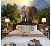 Tzxztt Hermoso Elefante Montaña Caminando Arbolito Papel Pintado 3D Seda Texturizada Primera Calidad Neutros Material Ideal Para SalóN Dormitorio-400cm×280cm