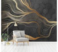 Tzxztt Hexágono Geométrico Patrón Abstracto Hilo Dorado Papel Pintado 3D Seda Texturizada Primera Calidad Neutros Material Ideal Para SalóN Dormitorio-150cm×105cm