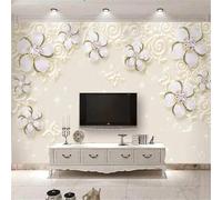 Tzxztt Lujo Relieve Blanco Perla Motivo Floral Papel Pintado 3D Seda Texturizada Primera Calidad Neutros Material Ideal Para SalóN Dormitorio-430cm×300cm