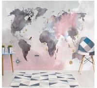 Tzxztt Mapa Mundial Abstracto De Dibujos Animados Animales Avión Papel Pintado 3D Seda Texturizada Primera Calidad Neutros Material Ideal Para SalóN Dormitorio-300cm×210cm