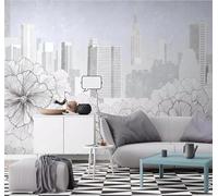 Tzxztt Minimalista Blanco Y Negro Líneas Flores Arquitectura Urbana Papel Pintado 3D Seda Texturizada Primera Calidad Neutros Material Ideal Para SalóN Dormitorio-400cm×280cm