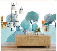 Tzxztt Minimalista Caricaturesco Dibujo A Mano Estilo Árbolito Arquitectura Papel Pintado 3D Seda Texturizada Primera Calidad Neutros Material Ideal Para SalóN Dormitorio-430cm×300cm