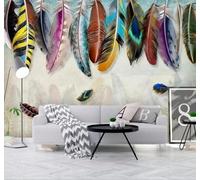 Tzxztt Minimalista Colorido Dibujado A Mano Plumas Texturas Arte Papel Pintado 3D Seda Texturizada Primera Calidad Neutros Material Ideal Para SalóN Dormitorio-300cm×210cm