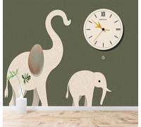 Tzxztt Minimalista Creativo Elefante Familia Reloj Verde Papel Pintado 3D Seda Texturizada Primera Calidad Neutros Material Ideal Para SalóN Dormitorio-400cm×280cm
