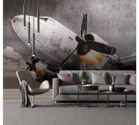 Tzxztt Minimalista Creativo Retro Nostálgico Avión De Combate Papel Pintado 3D Seda Texturizada Primera Calidad Neutros Material Ideal Para SalóN Dormitorio-250cm×170cm