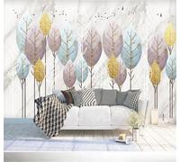 Tzxztt Minimalista Dibujo A Mano Colorido Árboles Pequeños Hojas Paisaje Papel Pintado 3D Seda Texturizada Primera Calidad Neutros Material Ideal Para SalóN Dormitorio-300cm×210cm