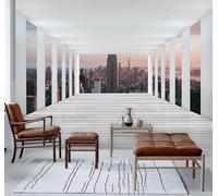 Tzxztt Minimalista Tridimensional Arquitectura Urbana Pasillo Extensión Espacial Papel Pintado 3D Seda Texturizada Primera Calidad Neutros Material Ideal Para SalóN Dormitorio-350cm×256cm