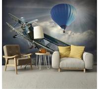 Tzxztt Minimalista Tridimensional Globos Aerostáticos Aviones Cielo Papel Pintado 3D Seda Texturizada Primera Calidad Neutros Material Ideal Para SalóN Dormitorio-430cm×300cm