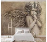 Tzxztt Minimalista Tridimensional Personalidad Arte Relieve Ángeles Papel Pintado 3D Seda Texturizada Primera Calidad Neutros Material Ideal Para SalóN Dormitorio-200cm×140cm