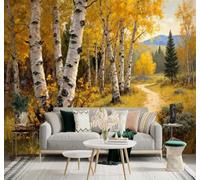 Tzxztt Otoño Dorado Bosque Montaña Sendero Papel Pintado 3D Seda Texturizada Primera Calidad Neutros Material Ideal Para SalóN Dormitorio-430cm×300cm