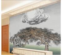 Tzxztt Personalizado Dibujo A Mano Retro Arte Árbol Seco Nubes Blancas Papel Pintado 3D Seda Texturizada Primera Calidad Neutros Material Ideal Para SalóN Dormitorio-300cm×210cm