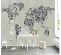 Tzxztt Póster Retro De Mapa Del Mundo Abstracto Dibujado A Mano Papel Pintado 3D Seda Texturizada Primera Calidad Neutros Material Ideal Para SalóN Dormitorio-150cm×105cm
