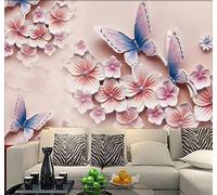 Tzxztt Relieve Arte Romántico Mariposas Orquídeas Belleza Papel Pintado 3D Seda Texturizada Primera Calidad Neutros Material Ideal Para SalóN Dormitorio-350cm×256cm