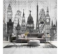 Tzxztt Retro Abstracto En Blanco Y Negro Geométrico Arquitectura Urbana Papel Pintado 3D Seda Texturizada Primera Calidad Neutros Material Ideal Para SalóN Dormitorio-150cm×105cm