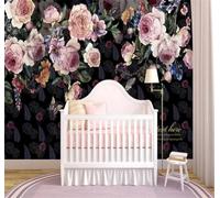 Tzxztt Retro Bonito Rosa Flores Mariposa Papel Pintado 3D Seda Texturizada Primera Calidad Neutros Material Ideal Para SalóN Dormitorio-430cm×300cm