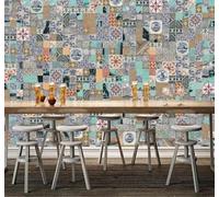 Tzxztt Retro Cemento Azulejos De Pared Motivos Mosaico Papel Pintado 3D Seda Texturizada Primera Calidad Neutros Material Ideal Para SalóN Dormitorio-430cm×300cm