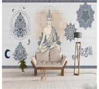 Tzxztt Retro Dibujado A Mano Flores Estatua De Buda Centro De Yoga Papel Pintado 3D Seda Texturizada Primera Calidad Neutros Material Ideal Para SalóN Dormitorio-150cm×105cm