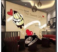 Tzxztt Retro Dibujado A Mano Helado Rojo Corazón Papel Pintado 3D Seda Texturizada Primera Calidad Neutros Material Ideal Para SalóN Dormitorio-350cm×256cm