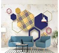 Tzxztt Retro Geométrico Hexagonal Rejilla Estampado Mosaico Papel Pintado 3D Seda Texturizada Primera Calidad Neutros Material Ideal Para SalóN Dormitorio-430cm×300cm