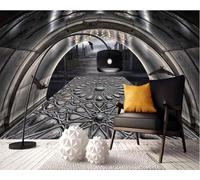 Tzxztt Retro Negro Pasillo Túnel Extensión Espacial Papel Pintado 3D Seda Texturizada Primera Calidad Neutros Material Ideal Para SalóN Dormitorio-250cm×170cm