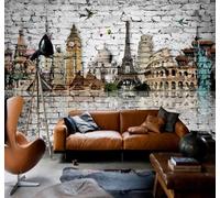 Tzxztt Retro Pared De Ladrillo Pintado A Mano Arquitectura Arte Papel Pintado 3D Seda Texturizada Primera Calidad Neutros Material Ideal Para SalóN Dormitorio-150cm×105cm